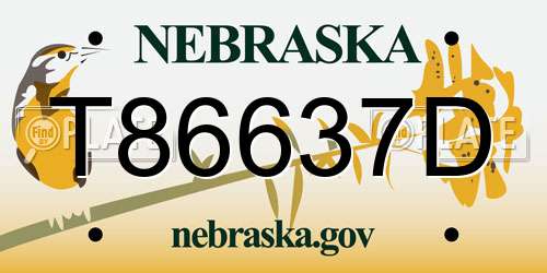 T86637D Nebraska License Plate