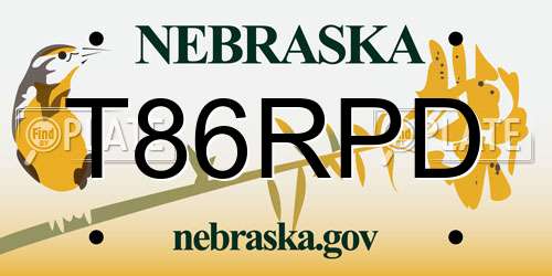 T86RPD Nebraska License Plate