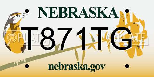 T871TG Nebraska License Plate