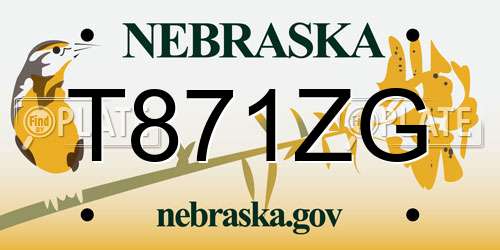 T871ZG Nebraska License Plate