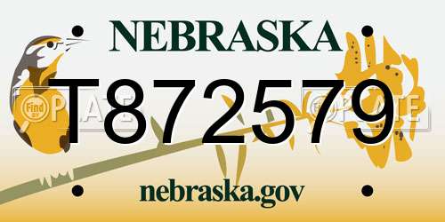 T872579 Nebraska License Plate