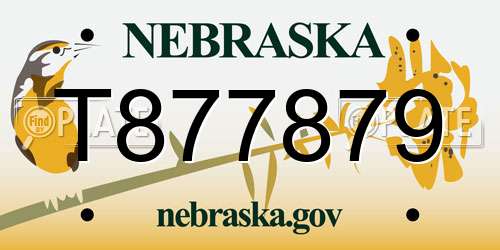 T877879 Nebraska License Plate