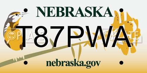 T87PWA Nebraska License Plate