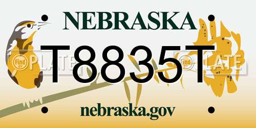 T8835T Nebraska License Plate