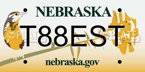 T88EST Nebraska License Plate