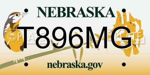 T896MG Nebraska License Plate
