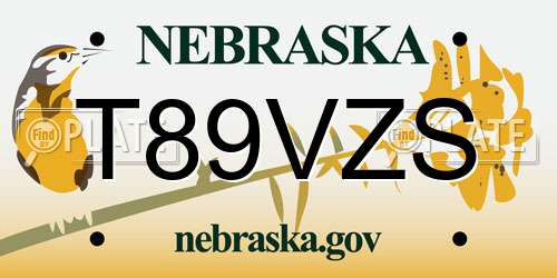T89VZS Nebraska License Plate