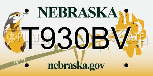 T930BV Nebraska License Plate