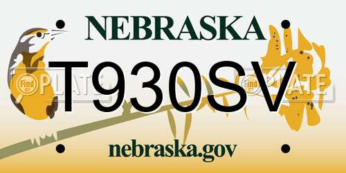 T930SV Nebraska License Plate