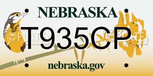 T935CP Nebraska License Plate
