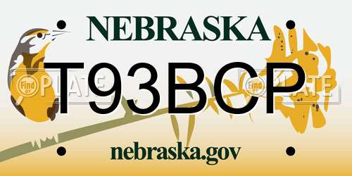 T93BCP Nebraska License Plate