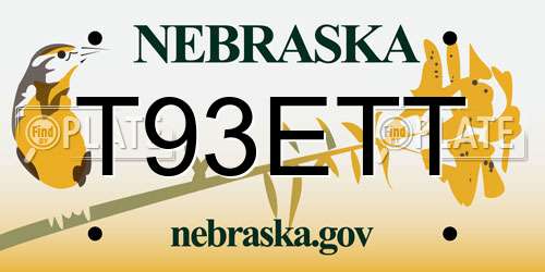 T93ETT Nebraska License Plate
