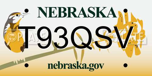 T93QSV Nebraska License Plate