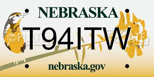 T94ITW Nebraska License Plate