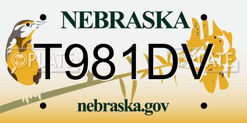 T981DV Nebraska License Plate
