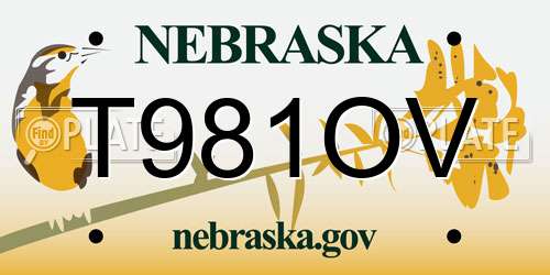 T981OV Nebraska License Plate