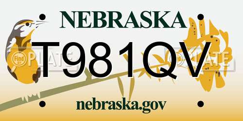 T981QV Nebraska License Plate