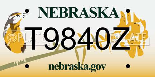 T9840Z Nebraska License Plate