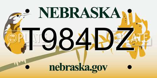 T984DZ Nebraska License Plate