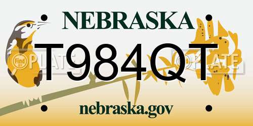 T984QT Nebraska License Plate