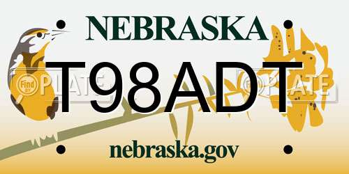 T98ADT Nebraska License Plate