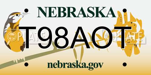 T98AOT Nebraska License Plate