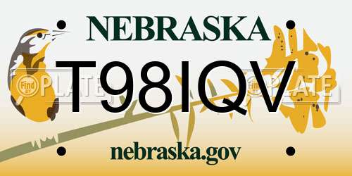 T98IQV Nebraska License Plate