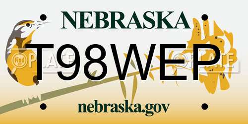 T98WEP Nebraska License Plate