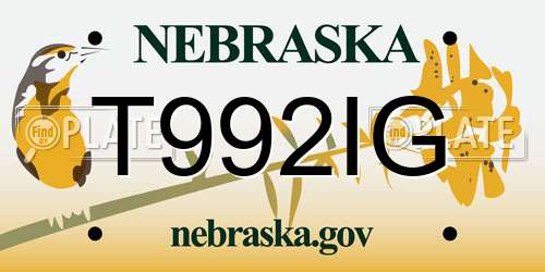 T992IG Nebraska License Plate