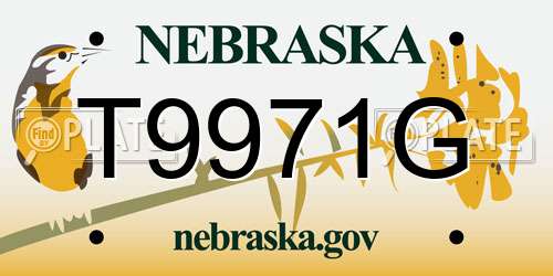 T9971G Nebraska License Plate