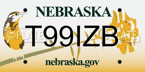 T99IZB Nebraska License Plate