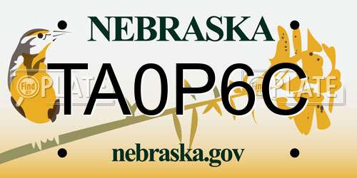 TA0P6C Nebraska License Plate