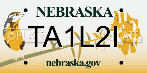 TA1L2I Nebraska License Plate