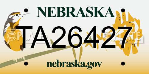 TA26427 Nebraska License Plate