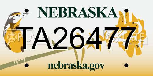 TA26477 Nebraska License Plate
