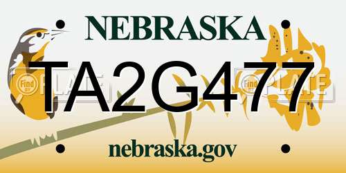TA2G477 Nebraska License Plate