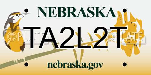TA2L2T Nebraska License Plate