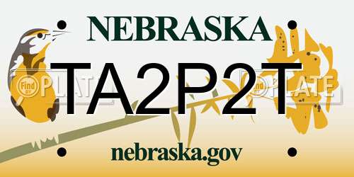TA2P2T Nebraska License Plate