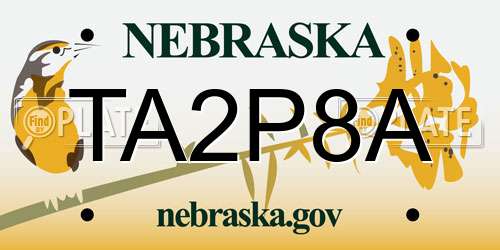 TA2P8A Nebraska License Plate