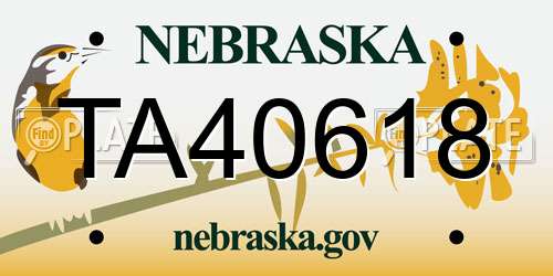 TA40618 Nebraska License Plate