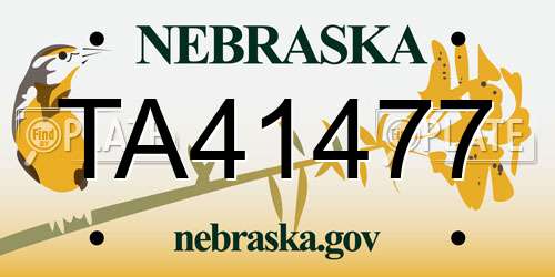 TA41477 Nebraska License Plate