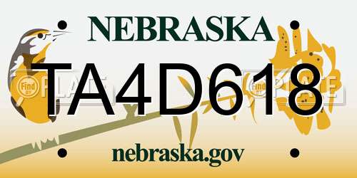 TA4D618 Nebraska License Plate