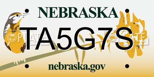 TA5G7S Nebraska License Plate