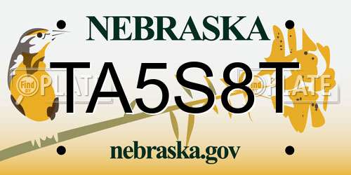 TA5S8T Nebraska License Plate