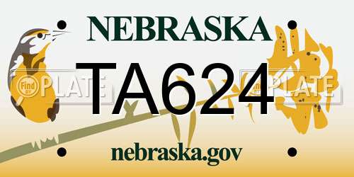 TA624 Nebraska License Plate