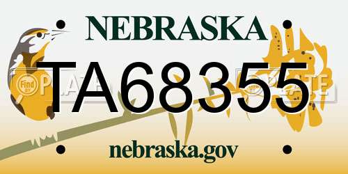 TA68355 Nebraska License Plate