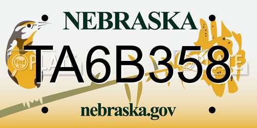 TA6B358 Nebraska License Plate