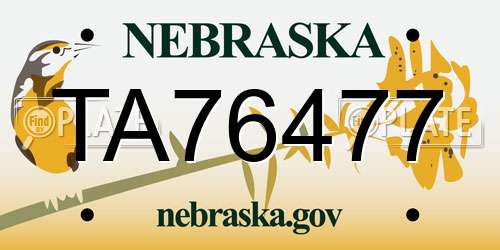 TA76477 Nebraska License Plate