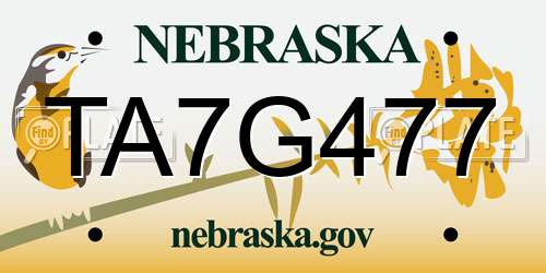 TA7G477 Nebraska License Plate