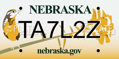 TA7L2Z Nebraska License Plate
